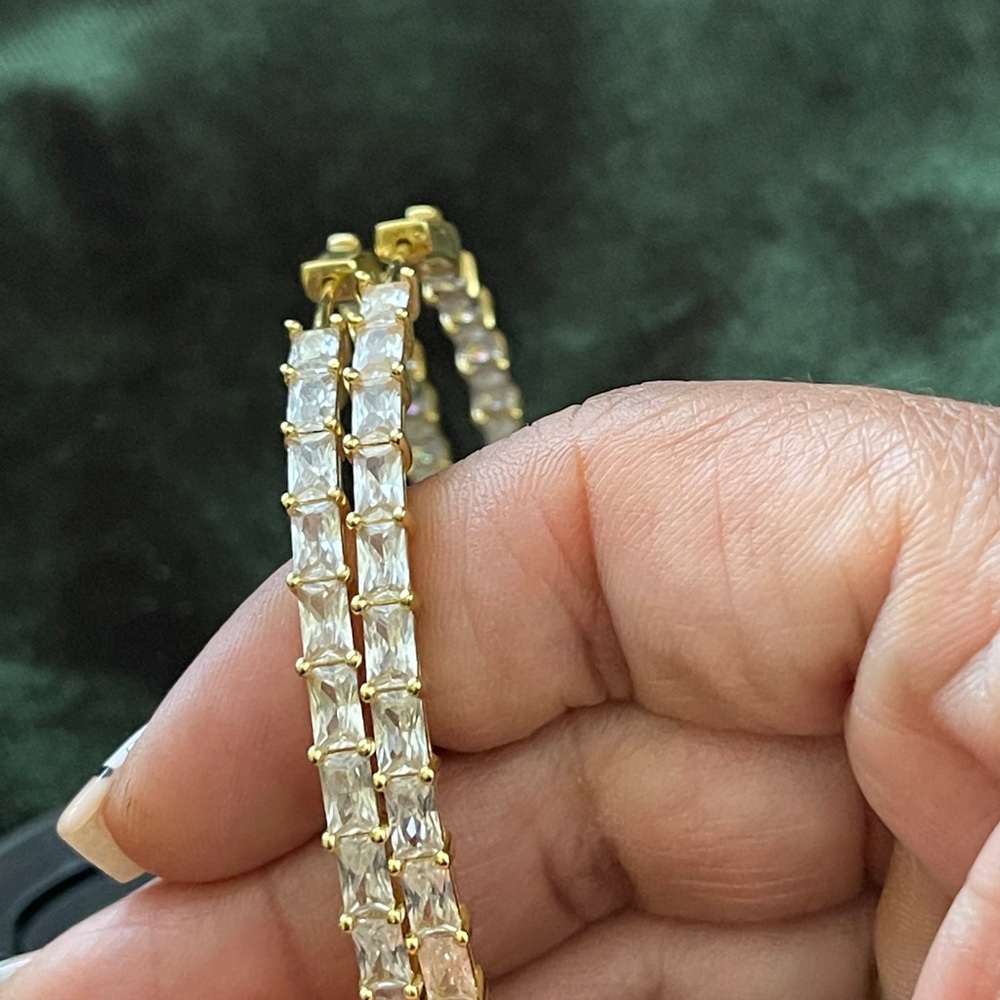 Stunning Rhinestone Hoop Earrings - Picture 2 of 3